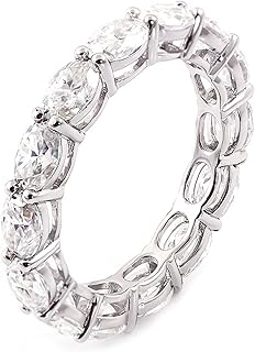 Womens Simple Rings 9K/14K/18K White Gold/Platinum 950 Eternity Moissanite Band Rings Jewelry Size 4-12