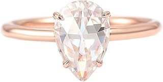 Promise Engagement Rings Women 9K/14K/18K Gold/925 Sterling Silver Simple Teardrop Diamond Ring Size 4-12