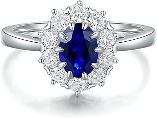 Wedding Rings Engagement Ring for Women, 18K White Gold Promise Ring for Women Flower with 1ct Lab Created Sapphire and Moissanite Rings White Gold