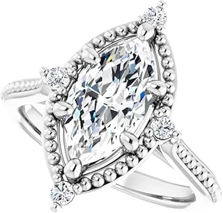 1 CT Marquise Cut IGI Certified Lab Grown Diamond Antique Engagement Ring for Women | 18K Solid White Gold Bridal Anniversary Ring | EF/VVS1-2, Size 4-12