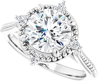 2.5 CT Round Cut IGI Certified Lab Grown Diamond Antique Engagement Ring for Women | 14K Solid White Gold Bridal Anniversary Ring | EF/VVS1-2, Size 4-12