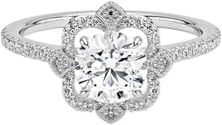 1 Carat Lab Grown Diamond Ring VVS2 10K 14K 18K Solid Gold Lab Grown Diamond Engagement Ring Art-Deco Vintage Halo Wedding Bridal Anniversary Ring Valentine Gift for Women(IGI Certified)