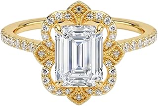 2 Carat Lab Grown Diamond Ring VVS2 10K 14K 18K Solid Gold Lab Grown Diamond Engagement Ring Art-Deco Vintage Halo Wedding Bridal Anniversary Ring Valentine Gift for Women(IGI Certified)
