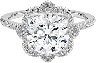 2.5 Carat Lab Grown Diamond Ring VVS2 10K 14K 18K Solid Gold Lab Grown Diamond Engagement Ring Art-Deco Vintage Halo Wedding Bridal Anniversary Ring Valentine Gift for Women(IGI Certified)