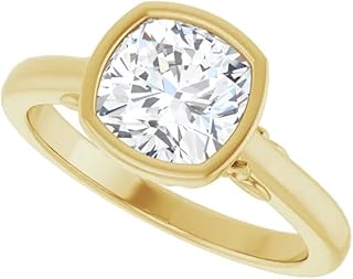 Nature Inspired 4 CT Cushion Cut Lab Grown Diamond Ring | 18K Solid Rose Gold, VVS1-2/E-F, IGI Certified Bezel-Set Wedding Engagement Ring | Size 4-12