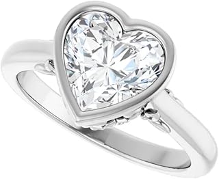 Nature Inspired 3.5 CT Heart Cut Lab Grown Diamond Ring | 10K Solid White Gold, VVS1-2/E-F, IGI Certified Bezel-Set Wedding Engagement Ring | Size 4-12