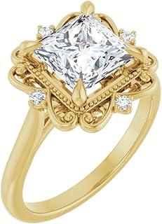 Antique 1.5 CT Princess Cut Bridal Engagement Ring | Lab Grown Diamond, VVS1-2/EF, 18K Solid Yellow Gold | IGI Certified Wedding Ring for Women | Size 4-12