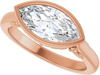 Nature Inspired 2.5 CT Marquise Cut Lab Grown Diamond Ring | 18K Solid Rose Gold, VVS1-2/E-F, IGI Certified Bezel-Set Wedding Engagement Ring | Size 4-12