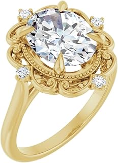 Antique 2 CT Oval Cut Bridal Engagement Ring | Lab Grown Diamond, VVS1-2/EF, 14K Solid Yellow Gold | IGI Certified Wedding Ring for Women | Size 4-12