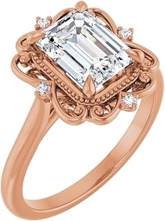 Antique 3 CT Emerald Cut Bridal Engagement Ring | Lab Grown Diamond, VVS1-2/EF, 18K Solid Rose Gold | IGI Certified Wedding Ring for Women | Size 4-12