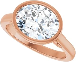 Nature Inspired 3.5 CT Oval Cut Lab Grown Diamond Ring | 14K Solid Rose Gold, VVS1-2/E-F, IGI Certified Bezel-Set Wedding Engagement Ring | Size 4-12