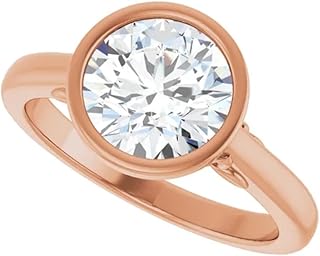 Nature Inspired 2 CT Round Cut Lab Grown Diamond Ring | 14K Solid Rose Gold, VVS1-2/E-F, IGI Certified Bezel-Set Wedding Engagement Ring | Size 4-12