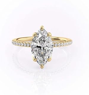 2.5 Carat Lab Grown Diamond Ring VVS2 10K 14K 18K Solid Gold Lab Grown Diamond Engagement Ring Hidden Floral Halo Wedding Bridal Anniversary Ring Valentine Gift for Women(IGI Certified)
