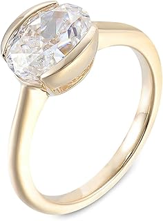 Anniversary Rings Wedding Ring for Women, 18K Gold Engagement Rings for Women Simple Solitaire Oval Moissanite 1ct-3ct Ring Yellow Gold