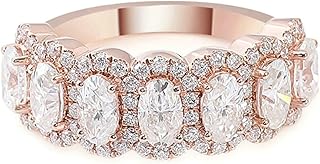 Engagement Ring Wedding Rings for Women, 18K Rose Gold Promise Rings for Women Luxury Half Eternity with Oval Moissanite Ring Rose Gold