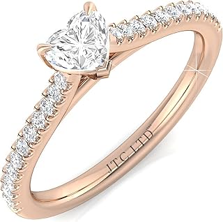Heart Shape Diamond Engagement Ring with Side Stones | Lab Grown Diamond D/VVS | 4 Prong Setting | 9K & 18K Gold, Platinum or Silver | Romantic Ring for Women | 0.50–5.00ct