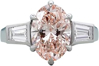 3.00 Carat Fancy Pink Oval Lab-Grown Diamond Ring in Solid Platinum, IGI Certified - Custom Size & Engraving Available