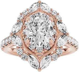 1–5 Ct Oval Cut Lab Grown Diamond Ring VVS2 10K 14K 18K Solid Gold Lab Grown Diamond Engagement Ring Art-Deco Milgrain Halo Wedding Bridal Anniversary Ring Valentine Gift for Her(IGI Certified)