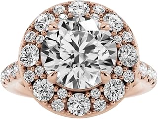 1–5 Carat Round Cut Lab Grown Diamond Ring VVS2 10K 14K 18K Solid Gold Lab Grown Diamond Engagement Ring Vintage Halo Wedding Bridal Anniversary Ring Valentine Gift for Women(IGI Certified)