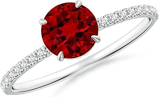 Lab Round Solitaire Ruby Diamond Engagement Ring Hidden Halo July Birthstone Jewelry|1, 2, 3, 4 Carat Ruby Ring For Women
