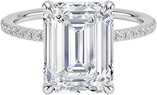 IGI Certified 1-5 Ct Emerald Cut Lab Grown Diamond Ring – 10K/14K/18K Solid Gold, 925 Sterling Silver & 950 Platinum | Hidden Halo Engagement Ring for Women