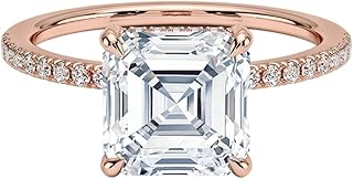 IGI Certified 1-5 Ct Asscher Cut Lab Grown Diamond Ring – 10K/14K/18K Solid Gold, 925 Sterling Silver & 950 Platinum | Hidden Halo Engagement Ring for Women