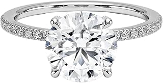 IGI Certified 1-5 Ct Round Cut Lab Grown Diamond Ring – 10K/14K/18K Solid Gold, 925 Sterling Silver & 950 Platinum | Hidden Halo Engagement Ring for Women