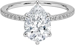 IGI Certified 1-5 Ct Pear Cut Lab Grown Diamond Ring – 10K/14K/18K Solid Gold, 925 Sterling Silver & 950 Platinum | Hidden Halo Engagement Ring for Women