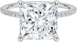 IGI Certified 1-5 Ct Princess Cut Lab Grown Diamond Ring – 10K/14K/18K Solid Gold, 925 Sterling Silver & 950 Platinum | Hidden Halo Engagement Ring for Women