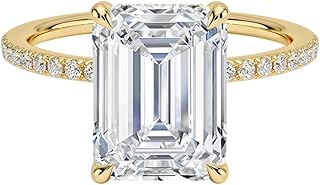 IGI Certified 1-5 Ct Emerald Cut Lab Grown Diamond Ring – 10K/14K/18K Solid Gold, 925 Sterling Silver & 950 Platinum | Hidden Halo Engagement Ring for Women