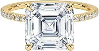 IGI Certified 1-5 Ct Asscher Cut Lab Grown Diamond Ring – 10K/14K/18K Solid Gold, 925 Sterling Silver & 950 Platinum | Hidden Halo Engagement Ring for Women