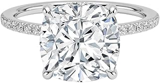 IGI Certified 1-5 Ct Cushion Cut Lab Grown Diamond Ring – 10K/14K/18K Solid Gold, 925 Sterling Silver & 950 Platinum | Hidden Halo Engagement Ring for Women