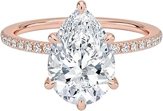IGI Certified 1-5 Ct Pear Cut Lab Grown Diamond Ring – 10K/14K/18K Solid Gold, 925 Sterling Silver & 950 Platinum | Hidden Halo Engagement Ring for Women