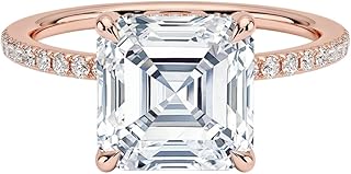 IGI Certified 1-5 Ct Asscher Cut Lab Grown Diamond Ring – 10K/14K/18K Solid Gold, 925 Sterling Silver & 950 Platinum | Hidden Halo Engagement Ring for Women