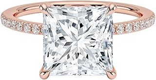 IGI Certified 1-5 Ct Princess Cut Lab Grown Diamond Ring – 10K/14K/18K Solid Gold, 925 Sterling Silver & 950 Platinum | Hidden Halo Engagement Ring for Women