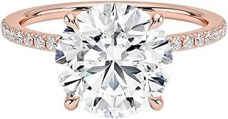 IGI Certified 1-5 Ct Round Cut Lab Grown Diamond Ring – 10K/14K/18K Solid Gold, 925 Sterling Silver & 950 Platinum | Hidden Halo Engagement Ring for Women