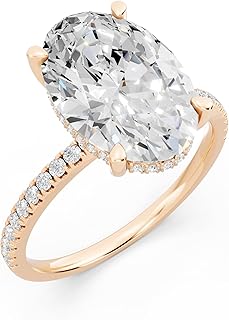 Dazzlingrock Collection 4.00 CT Center Oval & 0.26 CT Side Round Lab Grown White Diamond Hidden Halo 4 Prong Engagement Ring for Women in Real Solid Gold & 925 Sterling Silver