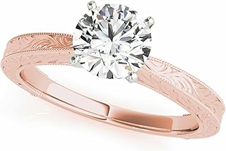 WJD Exclusives 1CT Lab-Grown Diamond 18K Rose Gold Vintage-Style Milgrain Shank Engagement Ring