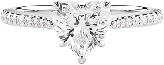 1-5 Carat, D-VVS1 Heart Cut Moissanite Solitaire Petal Head Diamond Band Engagement Ring In 10k White Yellow Rose Gold For Women