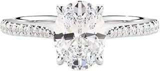 1-5 Carat, D-VVS1 Oval Cut Moissanite Solitaire Petal Head Diamond Band Engagement Ring In 14k White Yellow Rose Gold For Women