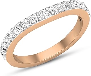Dazzlingrock Collection 0.39 Ctw Round Lab Grown White Diamond Contour Stackable Wedding Band for Women in Real Solid Gold