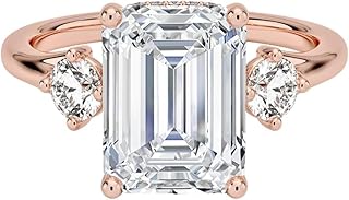 3 Carat Emerald Cut IGI certified Lab Grown Diamond Ring VVS1-2 10K 14K 18K Solid Gold Lab Grown Diamond Engagement Ring Wedding Bridal Ring Anniversary Promise Gift For Women (E-F Color)