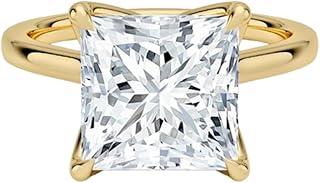 1–5 Carat Princess Cut Lab Grown Diamond Ring VVS2 10K 14K 18K Solid Gold & 925 Sterling Silver Engagement Ring Cathedral Solitaire Wedding Bridal Anniversary Christmas Gift for Women(IGI Certified)