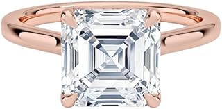 1–5 Carat Asscher Cut Lab Grown Diamond Ring VVS2 10K 14K 18K Solid Gold & 925 Sterling Silver Engagement Ring Cathedral Solitaire Wedding Bridal Anniversary Christmas Gift for Women(IGI Certified)