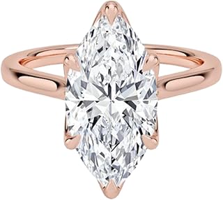 1–5 Carat Marquise Cut Lab Grown Diamond Ring VVS2 10K 14K 18K Solid Gold & 925 Sterling Silver Engagement Ring Cathedral Solitaire Wedding Bridal Anniversary Christmas Gift for Women(IGI Certified)