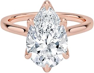 1–5 Carat Pear Cut Lab Grown Diamond Ring VVS2 10K 14K 18K Solid Gold & 925 Sterling Silver Engagement Ring Cathedral Solitaire Wedding Bridal Anniversary Christmas Gift for Women(IGI Certified)