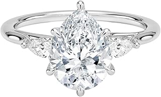 1-5 Carat Pear IGI Certified Lab Grown Diamond Ring With VVS1-2 E-F Colour Clarity, Delilah Three Stone Pear Engagement Ring, 10K 14K 18K Solid Gold, A Gift for Her.
