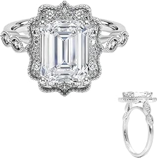 3 CT Engagement Rings for Women | Halo Wedding Bridal Rings Sets | IGI Certified Lab Grown Diamond Emerald Cut VVS1-2 10K/14K/18K Solid Rose/White/Yellow Gold | Anniversary Propose Ring For Her (E-F Color)