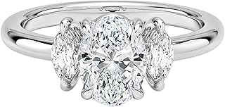 0.5–5 CT Oval Cut Lab Grown Diamond Engagement Ring with Marquise Side Diamonds, E–F Color VVS2 Clarity, 10K 14K 18K Solid Gold Three-Stone Ring, Proposal & Christmas hookup Gift for Women