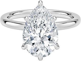 3 Ct IGI Certified Lab Grown Diamond Ring 10K 14K 18K Solid Gold Secret Halo 2mm Lab Grown Diamond Engagement Ring (E-F Color, VVS2 Clarity)